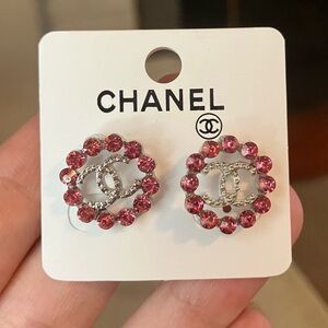 Pink rhinestone cc fashion earrings